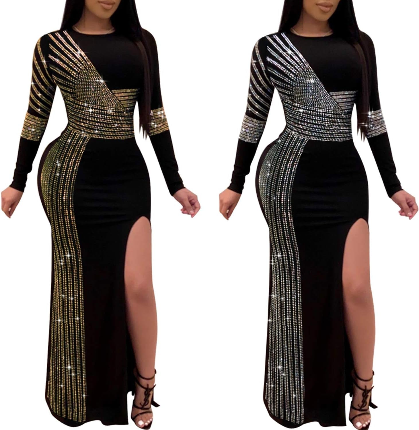 Women Long Sleeve Birthday Dresses Sexy Hot Diamond Process Sexy Dress Party Club Night Dress… - My Store