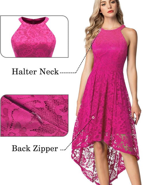 Load image into Gallery viewer, Women'S Halter Floral Lace Cocktail Party Dress Hi - Lo Bridesmaid Dress - My Store
