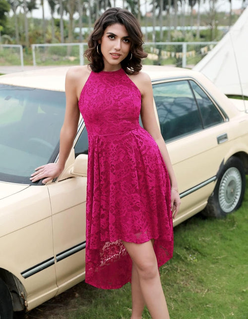 Load image into Gallery viewer, Women'S Halter Floral Lace Cocktail Party Dress Hi - Lo Bridesmaid Dress - My Store
