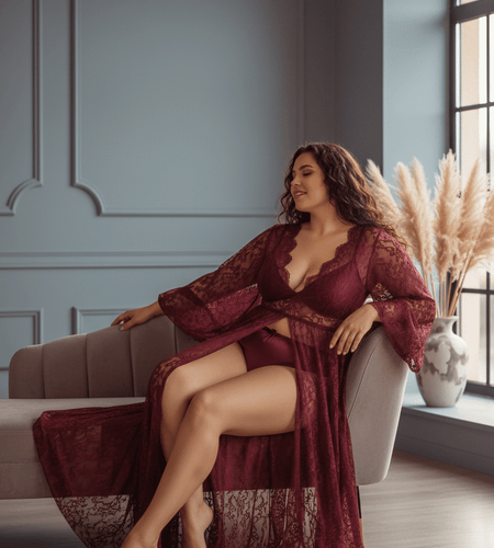 Women'S plus Size Lingerie Sexy Split Maxi Long Gown Sheer Dress - TreasurTrove