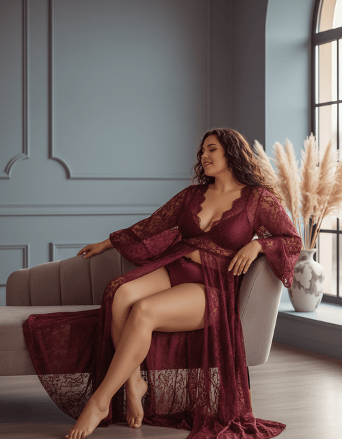 Load image into Gallery viewer, Women'S plus Size Lingerie Sexy Split Maxi Long Gown Sheer Dress - TreasurTrove

