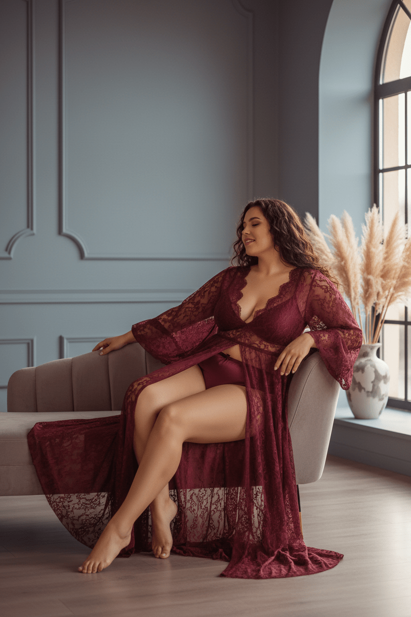 Women'S plus Size Lingerie Sexy Split Maxi Long Gown Sheer Dress - TreasurTrove