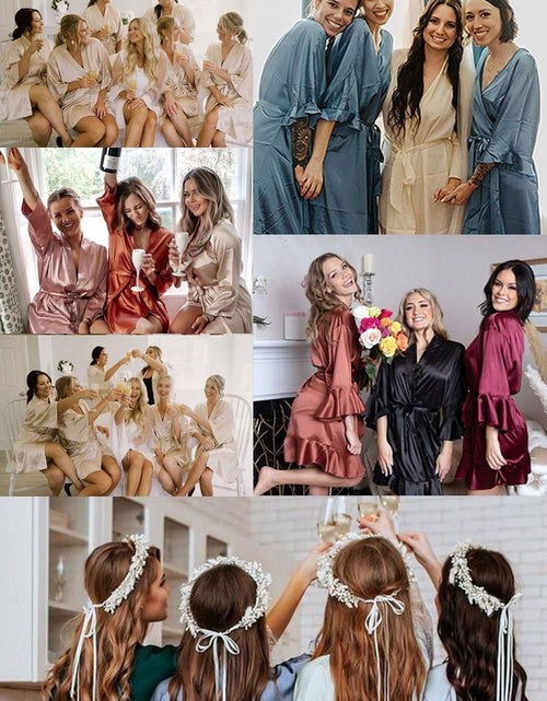 Load image into Gallery viewer, Womens Silk Ruffle Robe Short Satin Kimono Robe Half Sleeve Bathrobe Bridesmaid Wedding Party Dressing Gown - My Store
