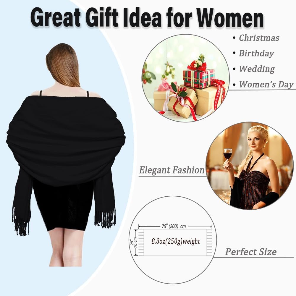 Womens Soft Cashmere Acrylic Shawl Scarf Large Pashmina Wrap Stole Gift Idea - My Store