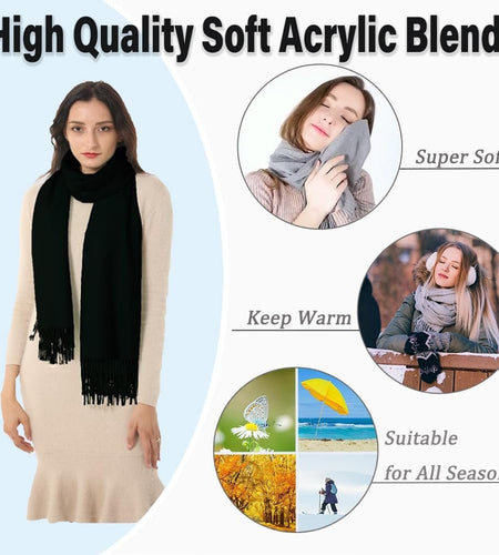 Womens Soft Cashmere Acrylic Shawl Scarf Large Pashmina Wrap Stole Gift Idea - My Store