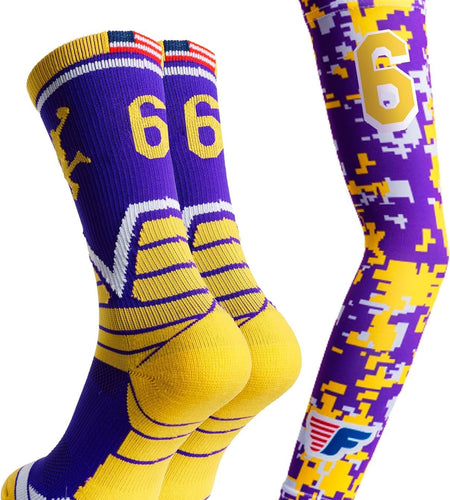 Youth Boys Basketball Socks Sports Athletic Crew Socks with Basketball Arm Sleeve - Made in USA - My Store