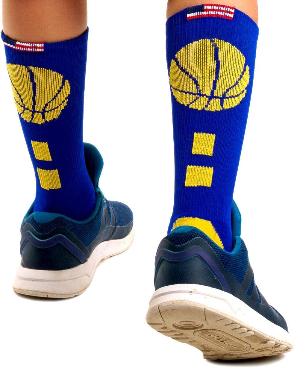 Youth Boys Basketball Socks Sports Athletic Crew Socks with Basketball Arm Sleeve - Made in USA - My Store