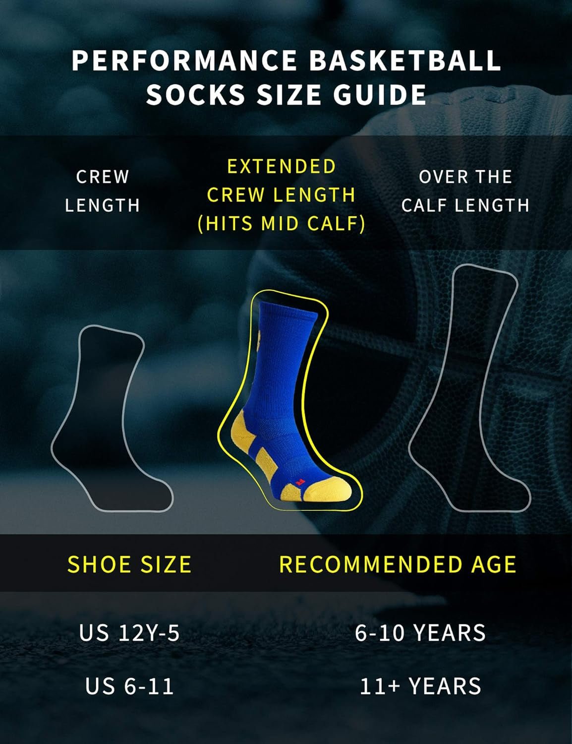 Youth Boys Basketball Socks Sports Athletic Crew Socks with Basketball Arm Sleeve - Made in USA - My Store